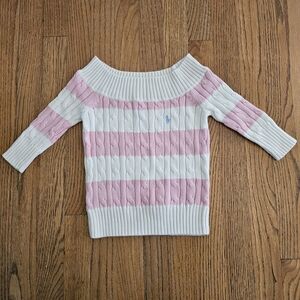 Ralph Lauren Pink and White Girls Sweater Size S
